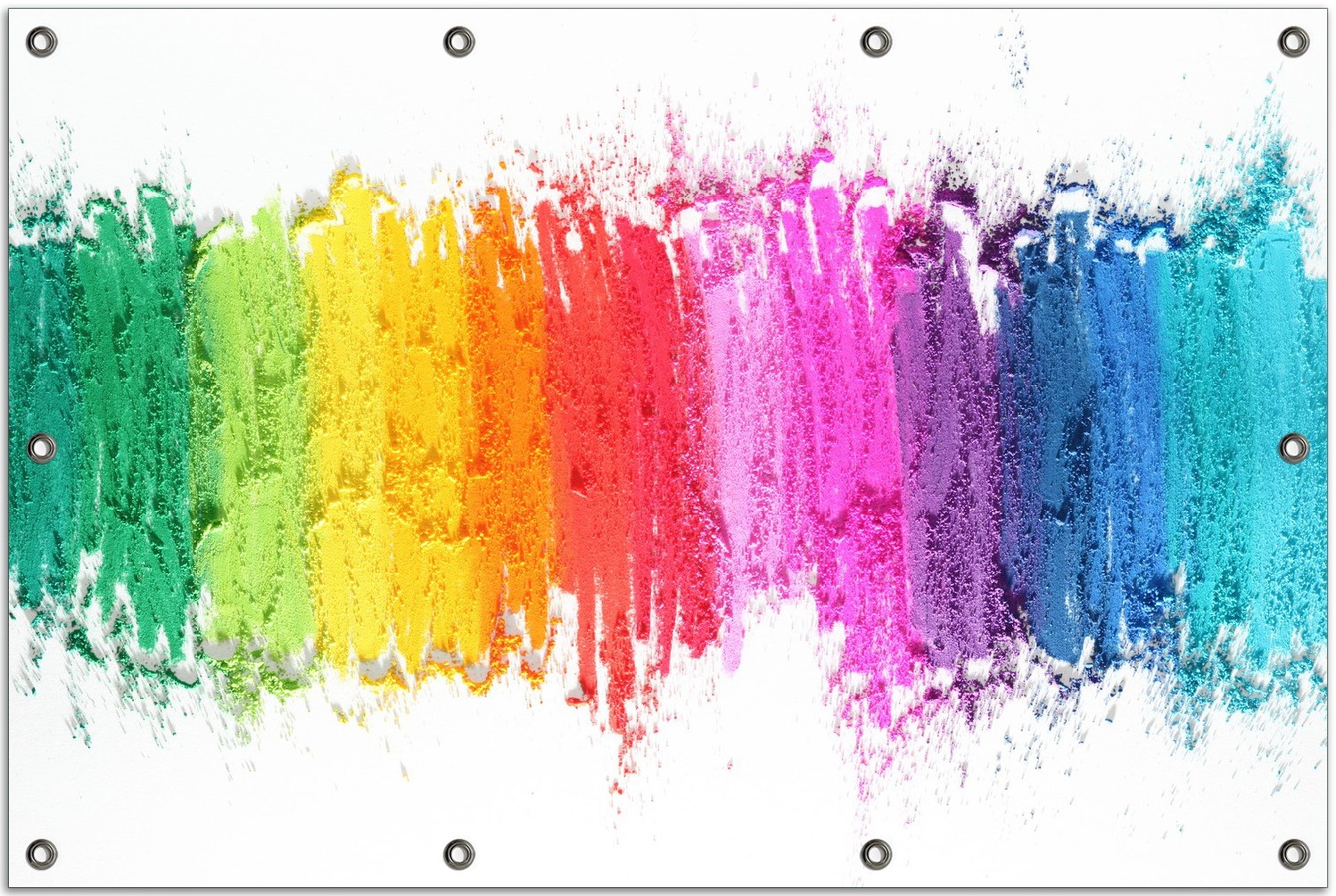 Wallario Outdoor-Poster für Garten oder Balkon, Motiv Regenbogenstreifen auf weißem Hintergrund - Bunter Anstrich, in ca. 80 x 120 cm goban0107-80120