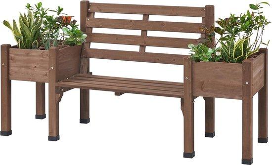 Famanu Gartenbank mit Pflanzenbox - Wetterfeste 2-Sitzer Bank für Garten und Balkon