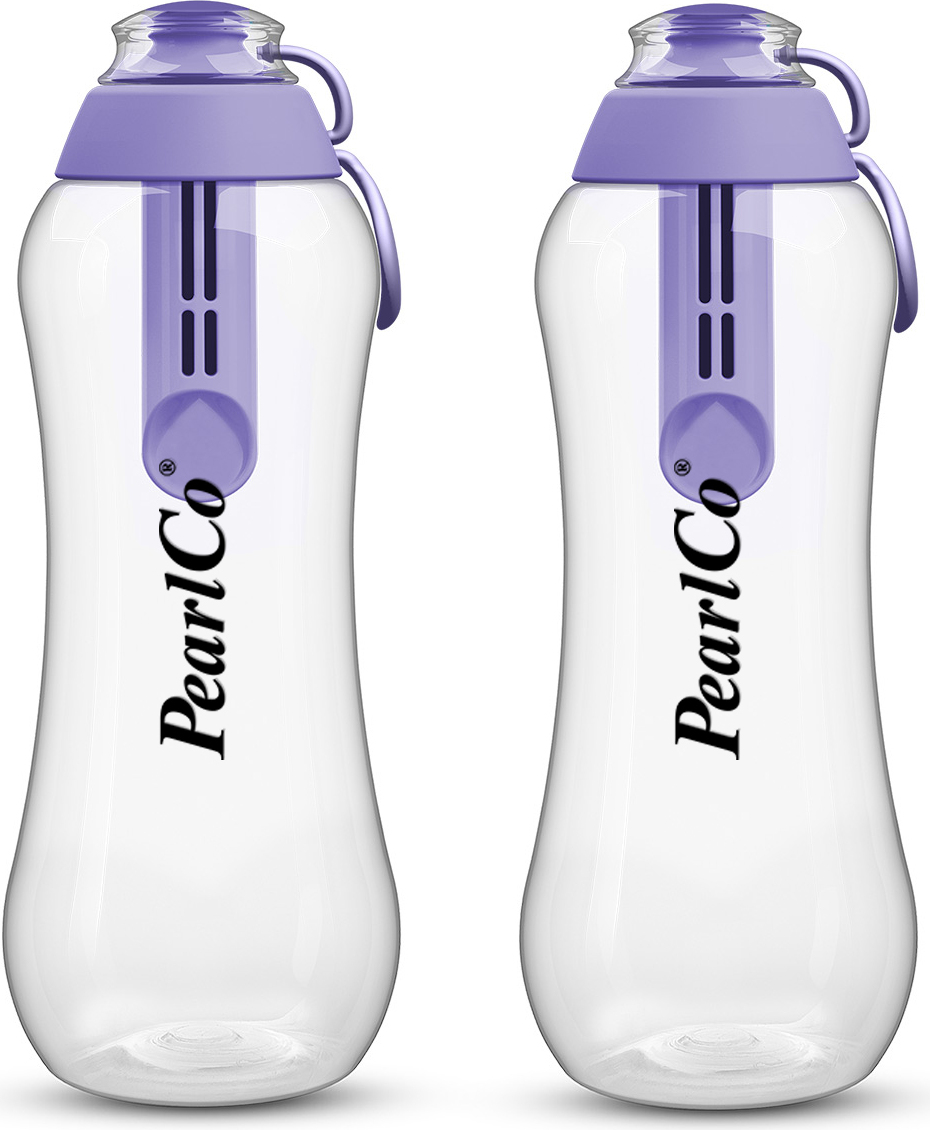 PearlCo Zwei Trinkflaschen mit Filter 0,7 Liter lila