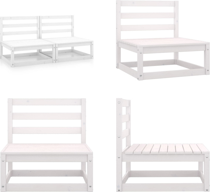 vidaXL Garten Mittelsofas 2 Stk. Weiß Kiefer Massivholz - Mittelsofa - Mittelsofas - Holz-Mittelsofa - Holz-Mittelsofas
