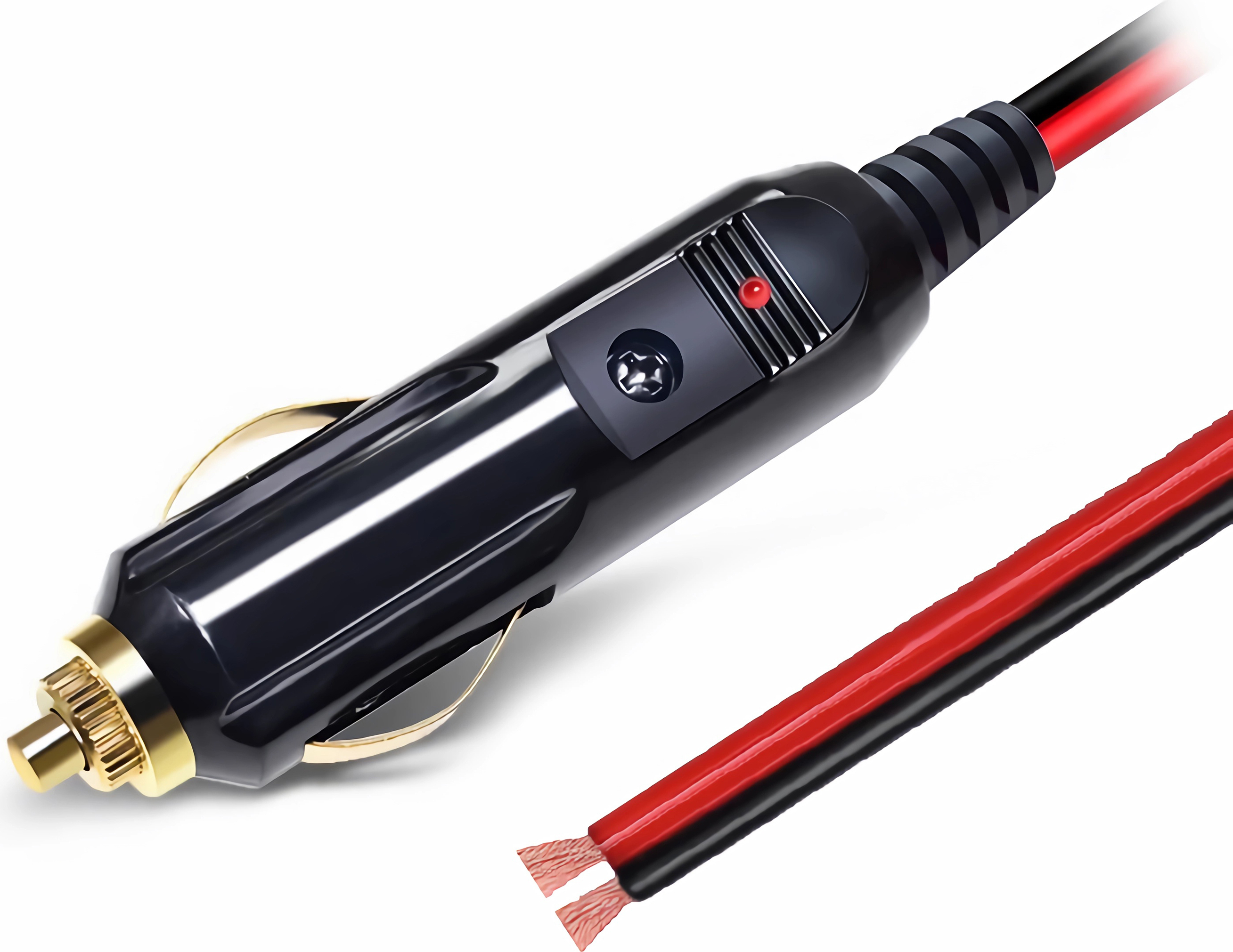 Bolwins L32 KFZ Auto Zigarettenanzünder Stecker 30cm Kabel Zigaretten Anzünder 12-24V mit 20A Sicherung