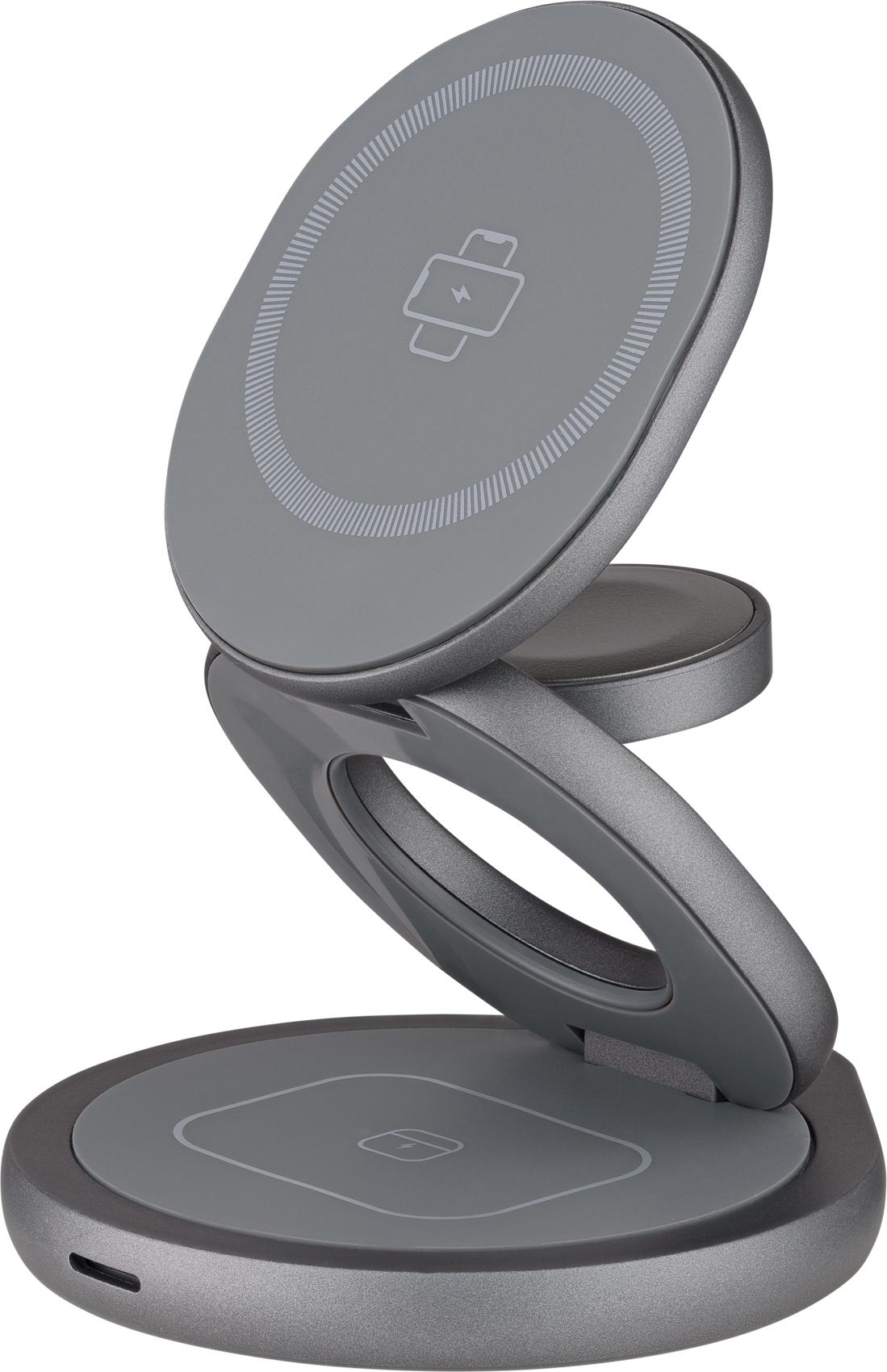 QUALO MagSafe Induktionsladegerät mit Halterungsfunktion 24W grau QMLI-24-18 Handy-Ladegeräte