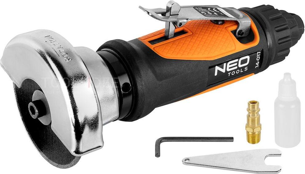 NEO TOOLS Pneumatischer Trennschleifer, 75 mm Klinge, max. Druck 6,3 bar, durchschnittlicher Luftverbrauch 115 l/min, 18.000 U/min 14-017