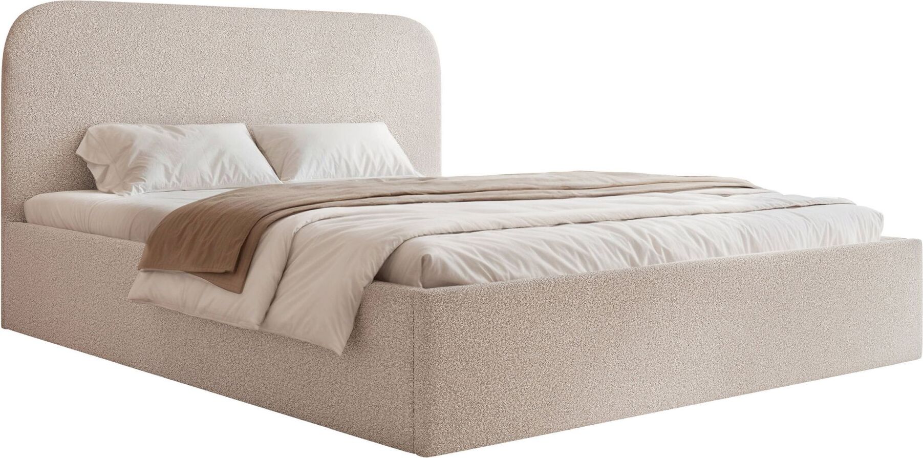 Selsey Sonvivo - Polsterbett 140x200 mit Bettkasten, Bouclé, greige