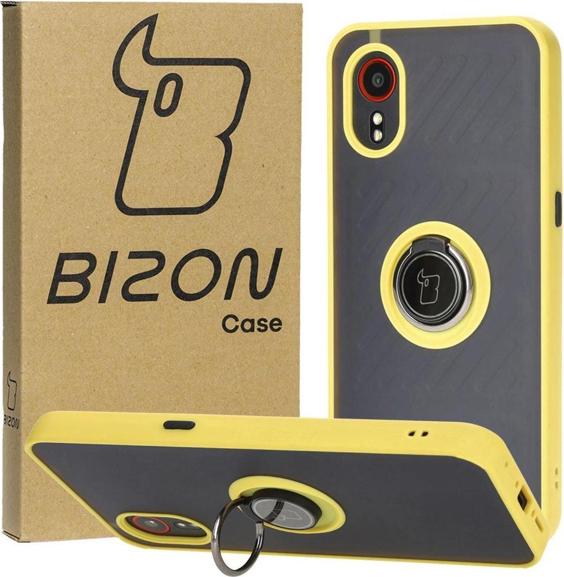 Puzdro na mobilný telefón s úchytom na prst pre Galaxy Xcover7, Bizon Case Hybrid Ring, žlté