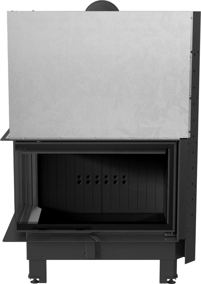 Oceľový krb KRATKI MBO ľavý 15 kW Ø 200 Lift-up ohýbané sklo čierny thermotec