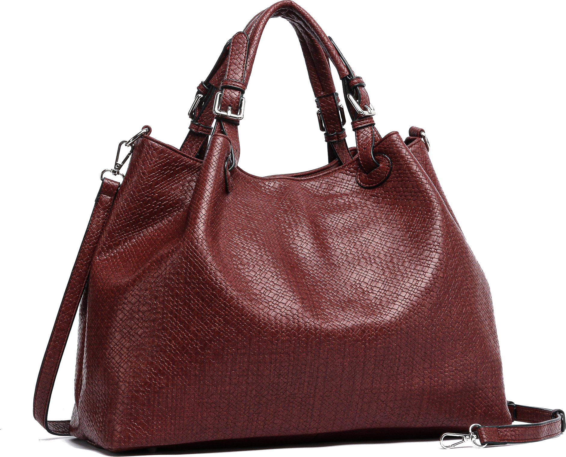 Shopper Flecht in softem Material, groß von collezione alessandro