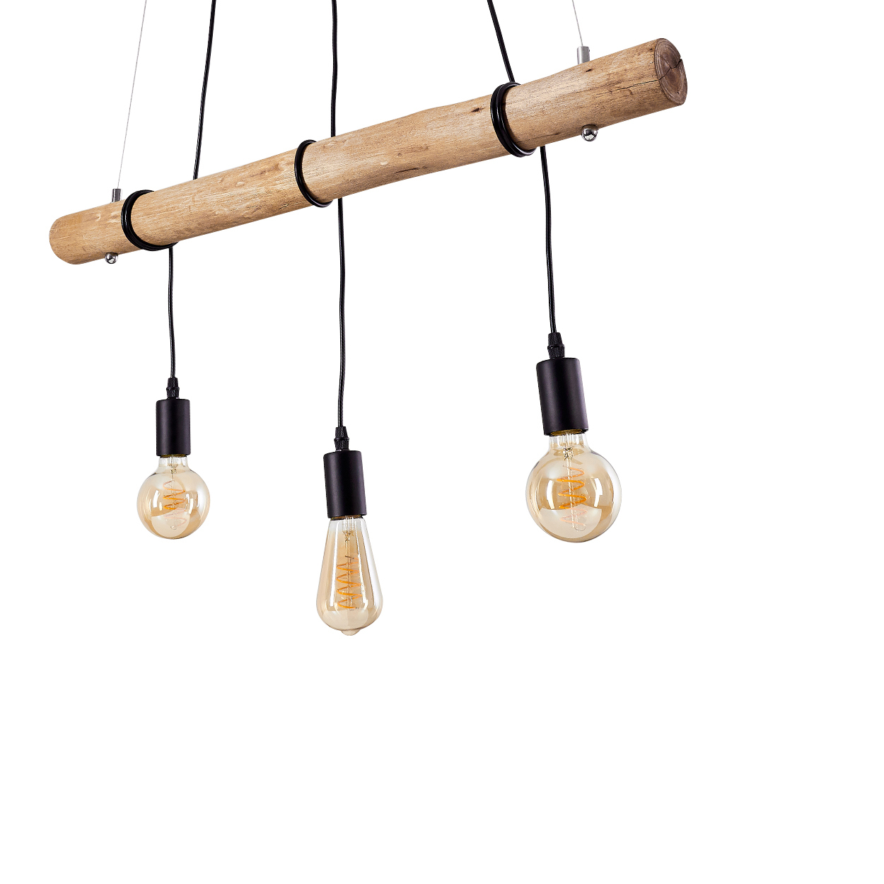 hofstein Porzus »Porzus« Hängelampe aus Metall/Holz in Schwarz/Braun H3527290