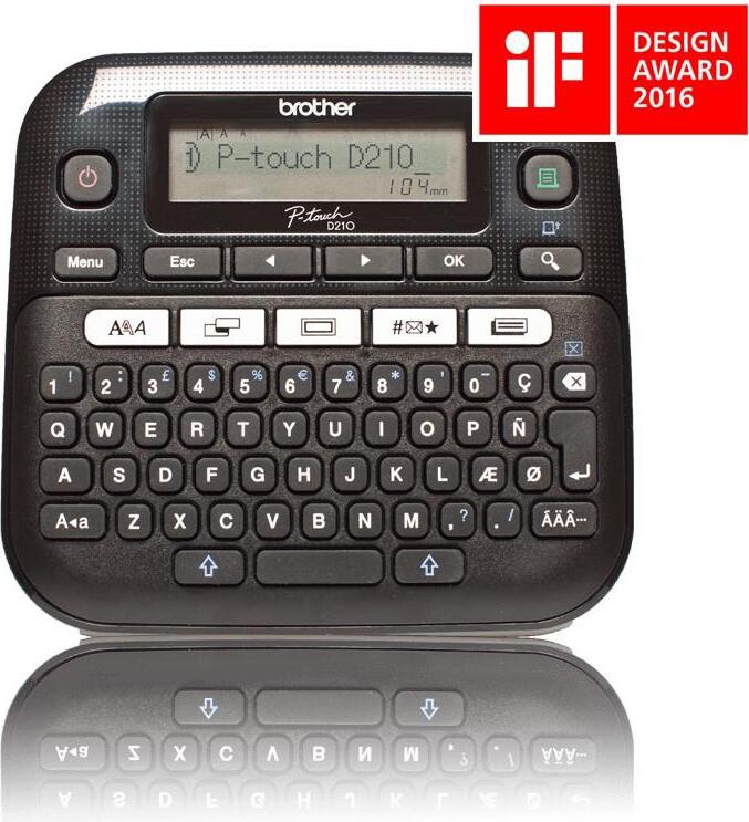 Brother PT-D210, QWERTY, Tepelný prenos, 180 x 180 DPI, 20 mm/s, Šedá, Biela