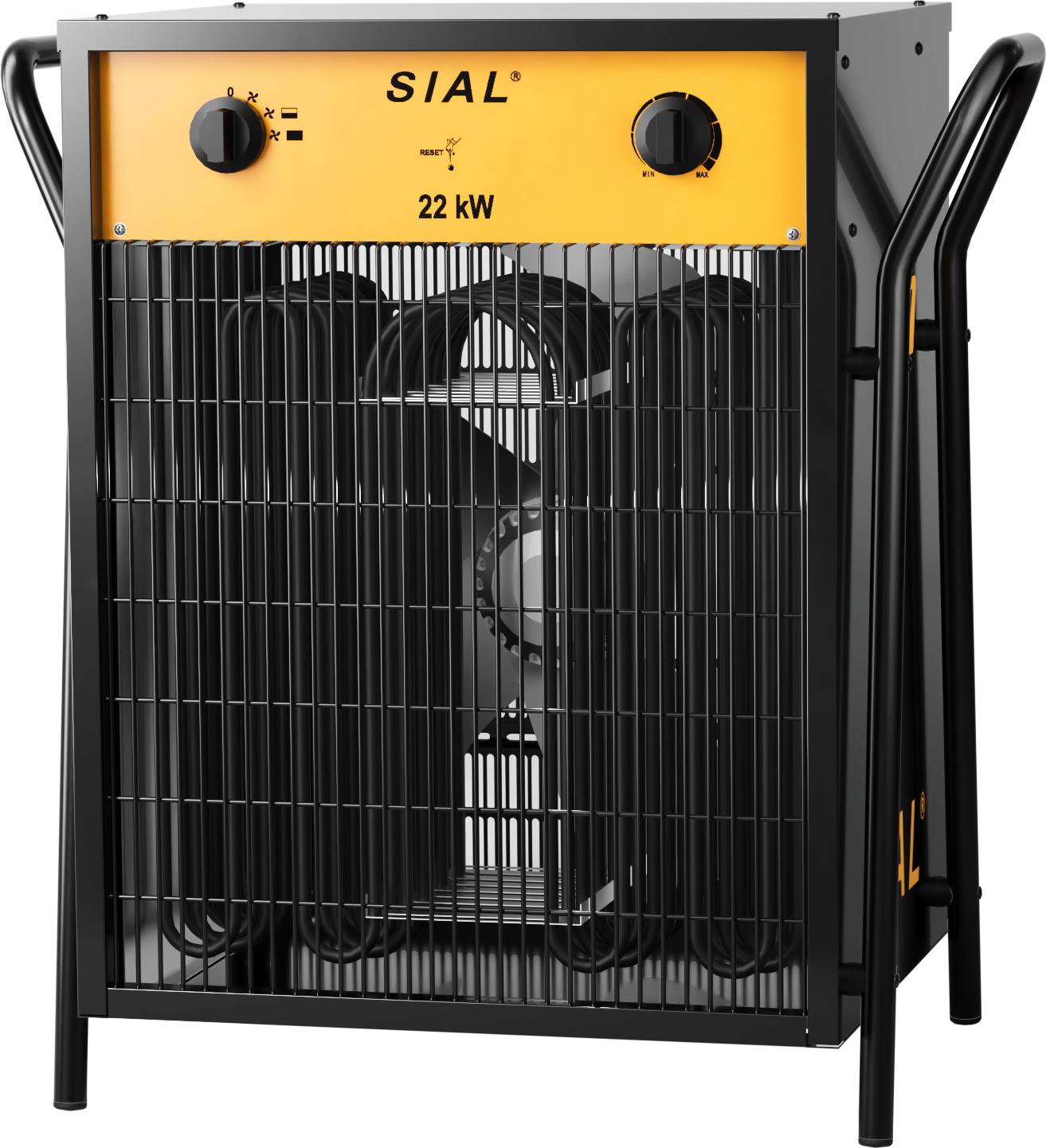 SIAL Priemyselný vykurovač 22kW, termostat, 2 režimy, čierna (pre staveniská, dielne, garáže)