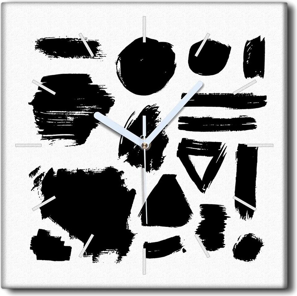 Coloray Uhr auf Leinwand 30x30 cm Wand Uhr Dekoration Wohnzimmer Segeltuch weiße Zeiger -Tintenabstraktion zck-30x30-636228599-b