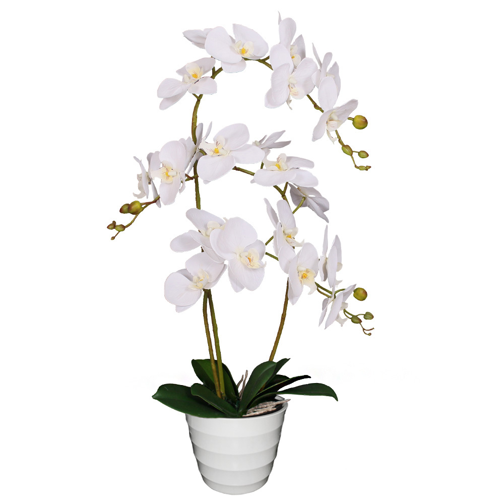 Künstliche Orchidee Kunstpflanze Pflanze Weiss Topf 55cm Decovego 