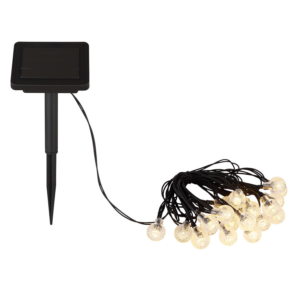 Globo LED Solarleuchte Lichterkette Akku schwarz wetterfest 2700K 121955