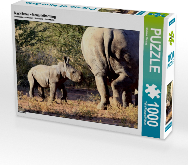 Calvendo Nashörner – Neuankömmling 1000 Teile Puzzle quer 640x480mm, Herzog Michael; 7399112