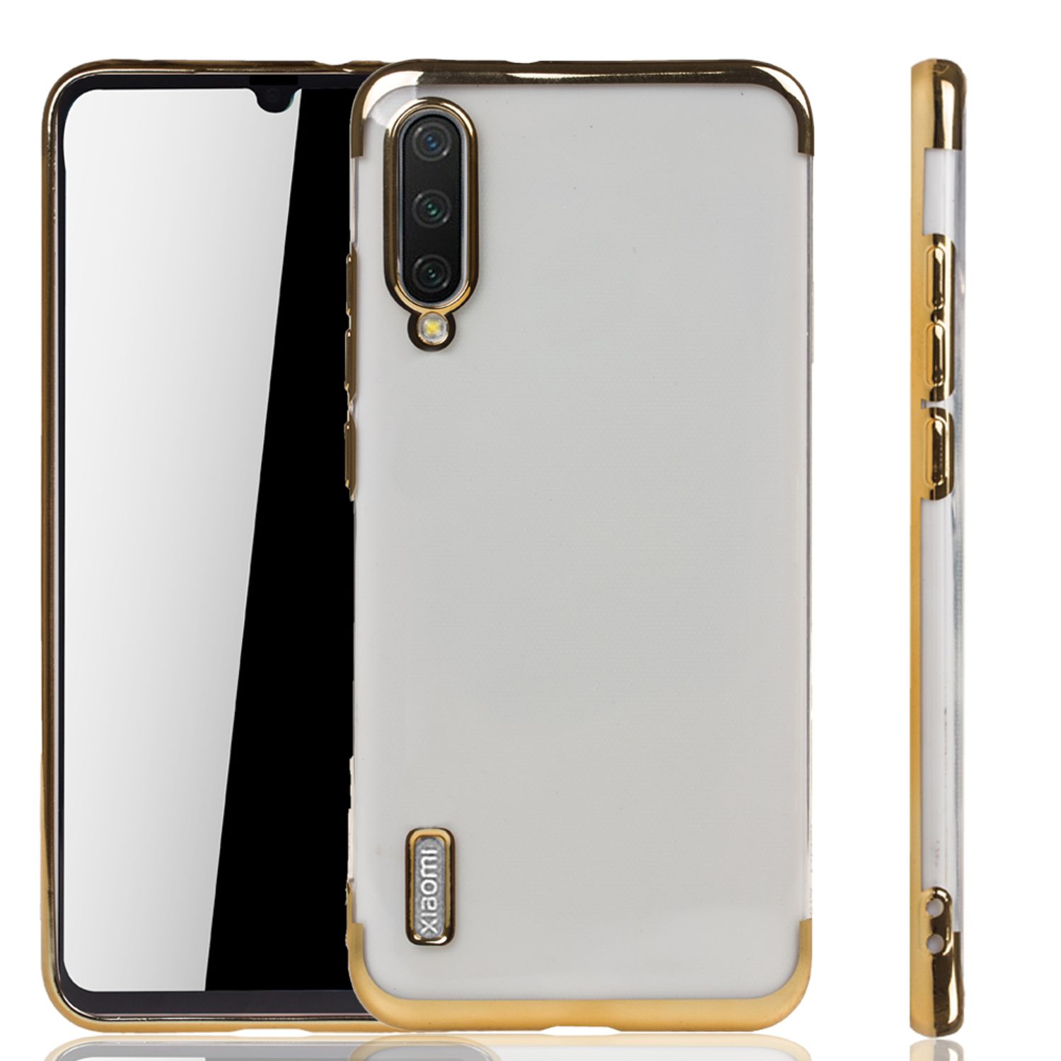 Kryt na mobilný telefón pre Xiaomi Mi A3 Gold - Clear - TPU silikónové puzdro Zadný kryt Ochranný kryt v transparentnej zlatej farbe