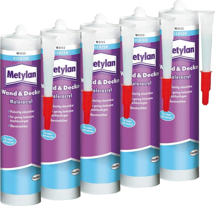 Metylan Wand & Decke Maleracryl, Kartusche, 5x300ml