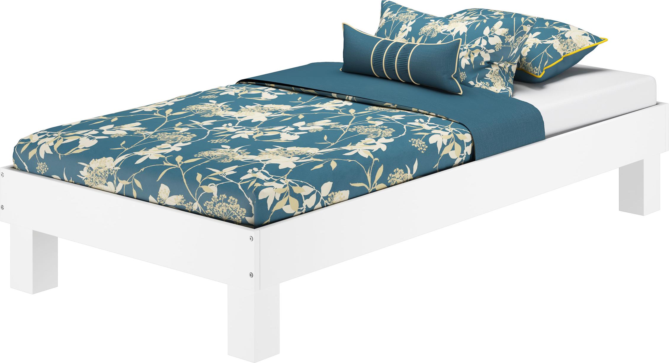 Erst-Holz Waschweißes Doppelbett Einzelbett in Überlänge Buche wählbare Bettbreite V-60.87W-220
