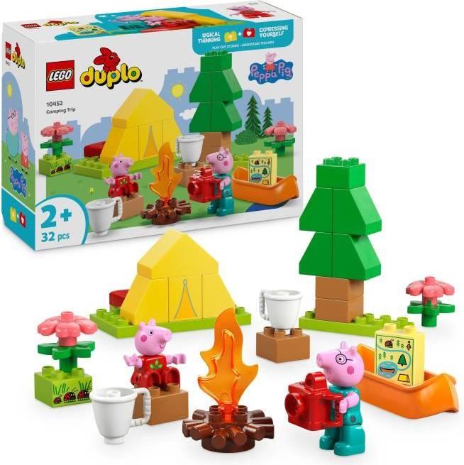 LEGO DUPLO Peppa Pig 10452 Campingurlaub, Bauset ab 2 Jahren, 32 Teile, Zelt, Kanu & Zubehör