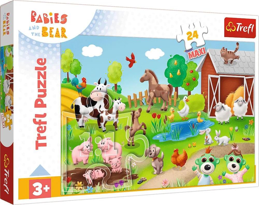 TREFL Puzzle 24 Maxi Babaski und Teddybär, Babaski und Tiere 14372