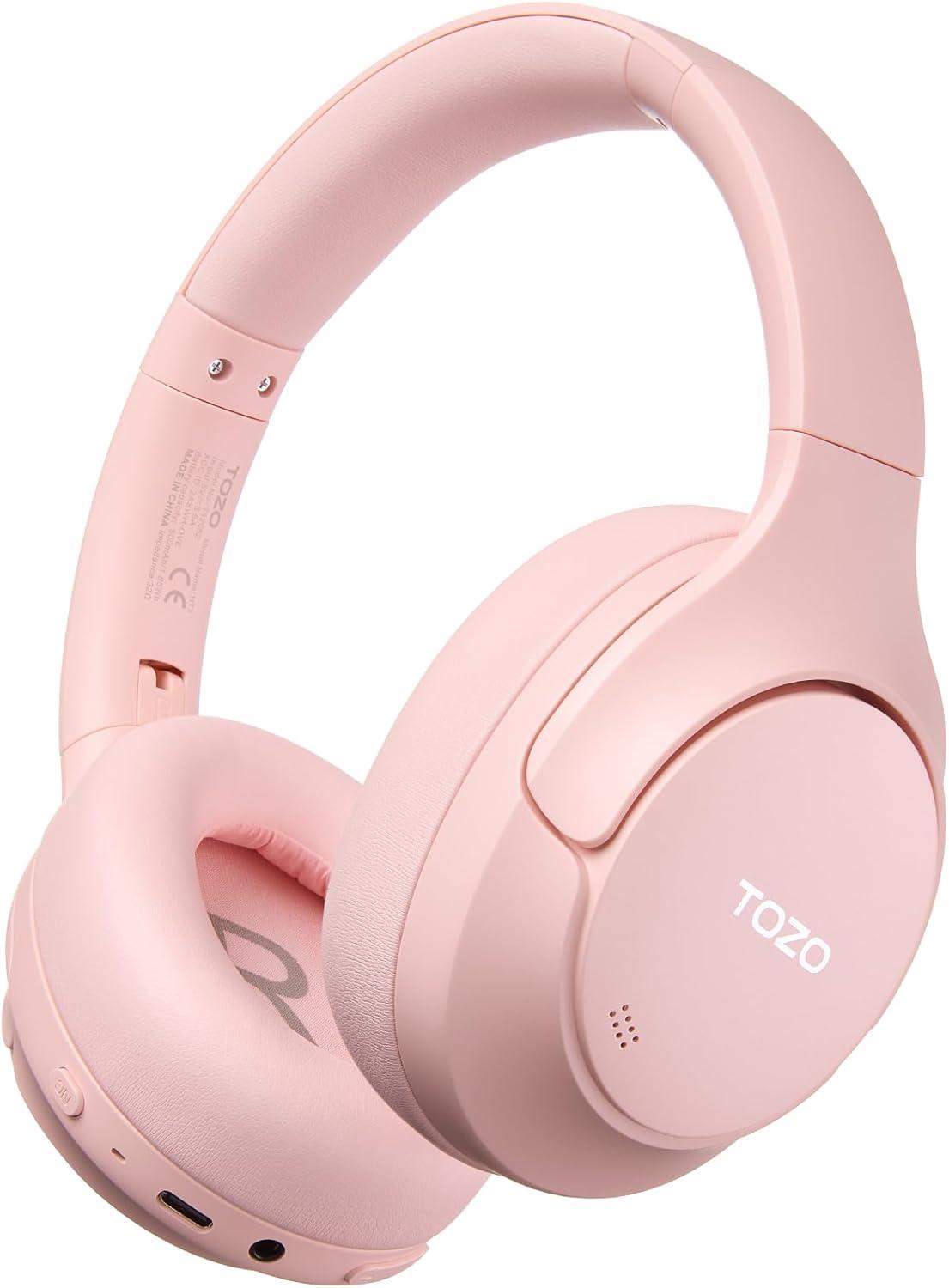 TOZO Over Ear, Noise Cancelling Kopfhörer mit Mikrofone,90 Std, Hi-Res Audio,Transparenzmodus, Dual Geräte Verbindung KI-Chat Kopfhörer Wasserdicht