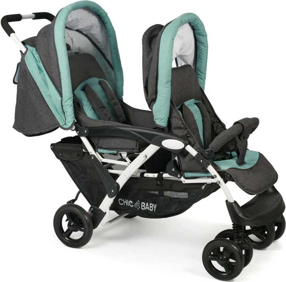 Chic 4 Baby Kinderwagen Geschwisterwagen Duo Melange mint