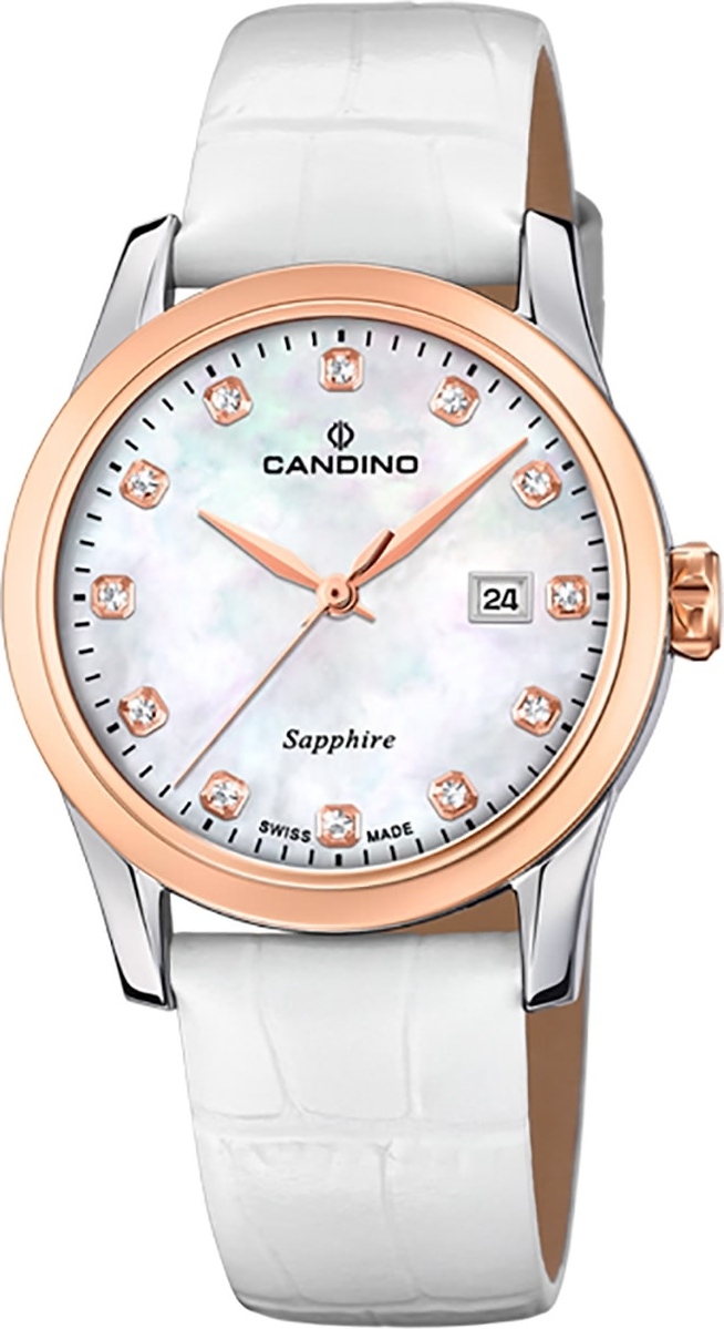 Candino Dámske analógové hodinky Classic Elegantné kožené náramkové hodinky biele UC4737/1