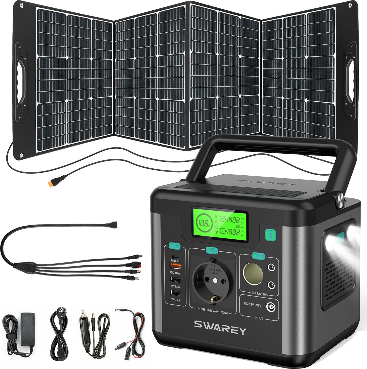 300W(top 600W) Napájacia Stanica solárne úložisko s 200W solárnymi panelmi solárne panely solárny článok,prenosná solárny generátor nabíjačka batérií