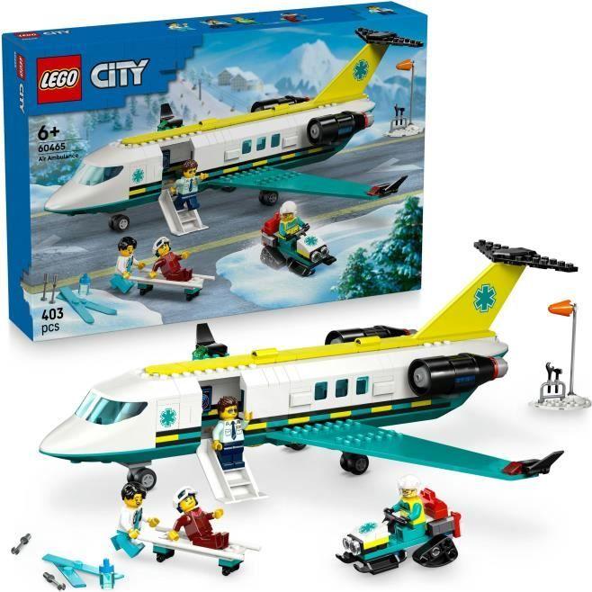 LEGO City 60465 Letecká záchranná služba, stavebnice pre chlapcov a dievčatá od 6 rokov, s motorovým sánkami, 4 minifigúrkami, záchranným vybavením