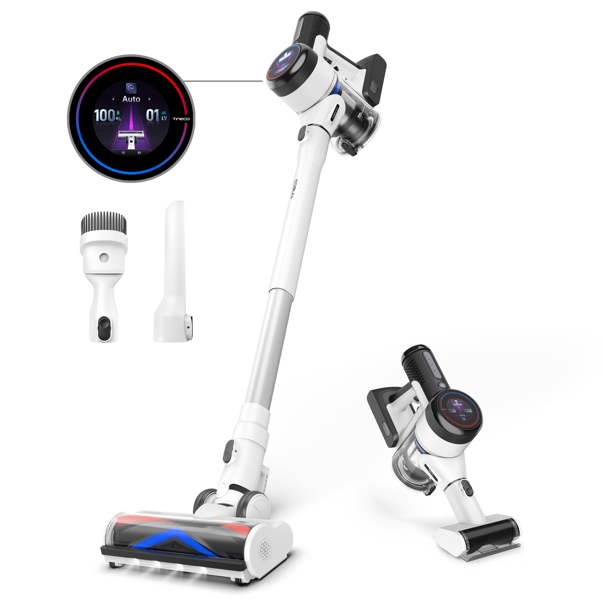 Tineco Pure ONE S15 PRO Smart akumulátorový vysávač, ZeroTangle Tech, LCD displej, iLoop senzor pre automatické nastavenie výkonu, voľne stojaca nabíj