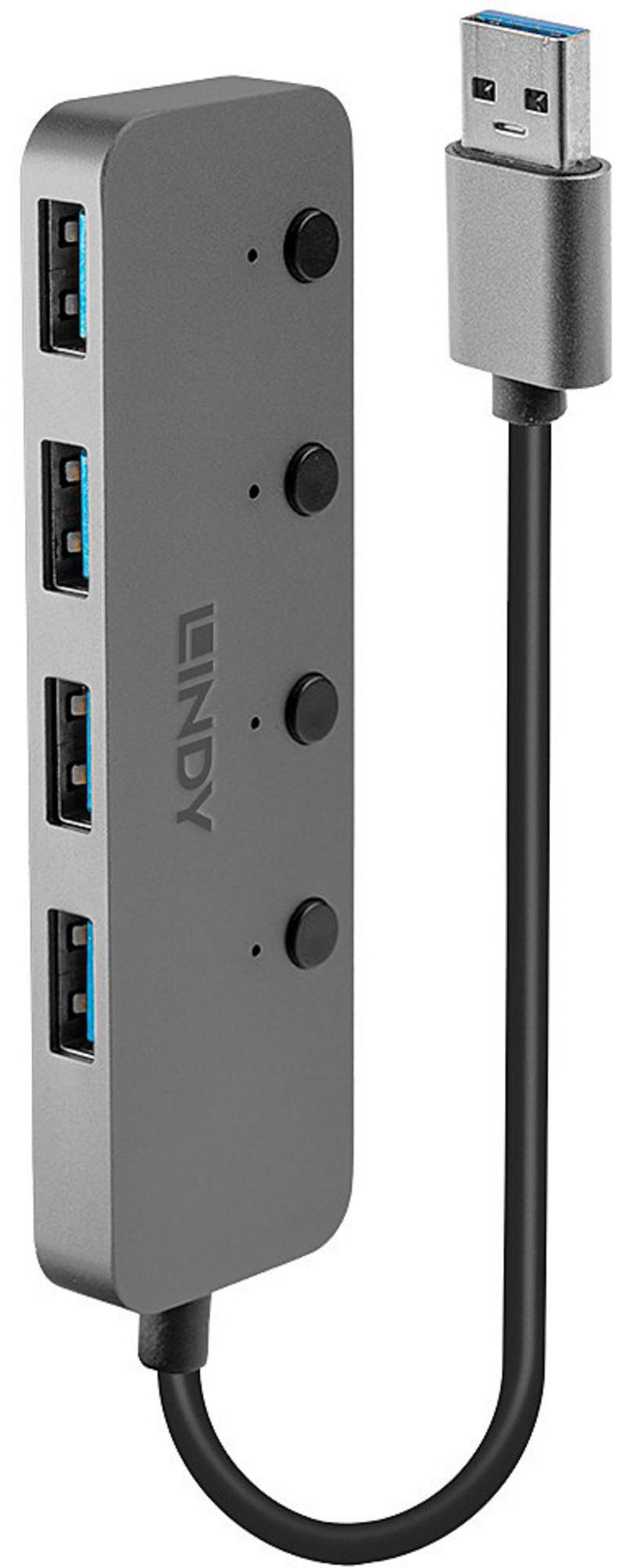 Lindy 43309 Schnittstellen-Hub USB 3.2 Gen 1 (3.1 Gen 1) Type-A 5 Mbit/s Grau