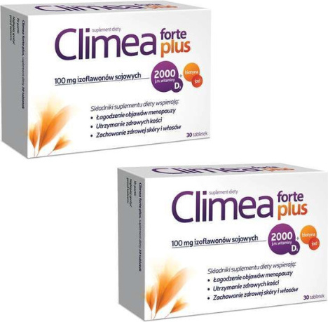 Aflofarm 2 x Climea Forte Plus 30 Tabletten - Die Linderung der Symptome der Menopause, Untersetzer MiL4