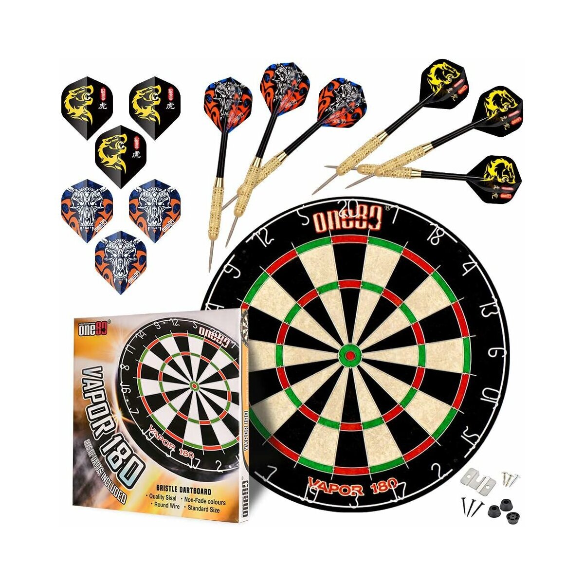 COFI 1453 Professional perfection Dartscheibe mit Pfeilen, Profi Steeldartscheibe aus Sisal, Dartscheibe Steeldart Dartscheibe Set SDS-004
