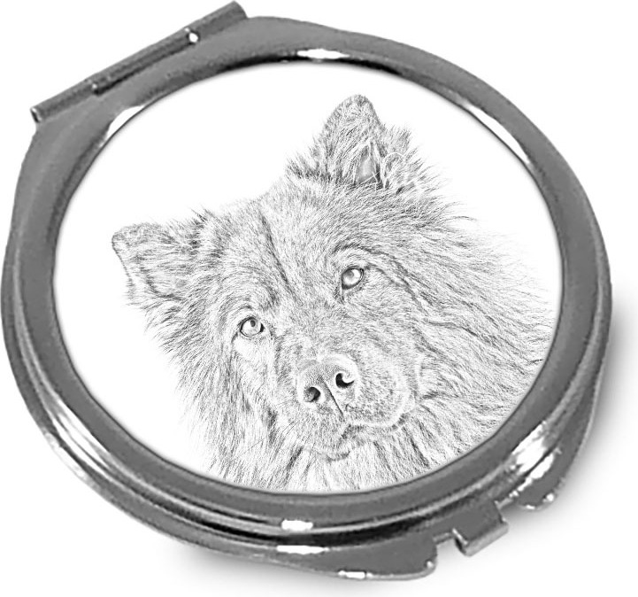 Eurasier - Taschenspiegel mit Hund, personalisierter Taschenspiegel, kompakter Spiegel mit Art-Dog-Logo