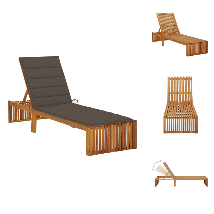 vidaXL Lehátko s vankúšom z masívneho dreva akácie - Lehátka