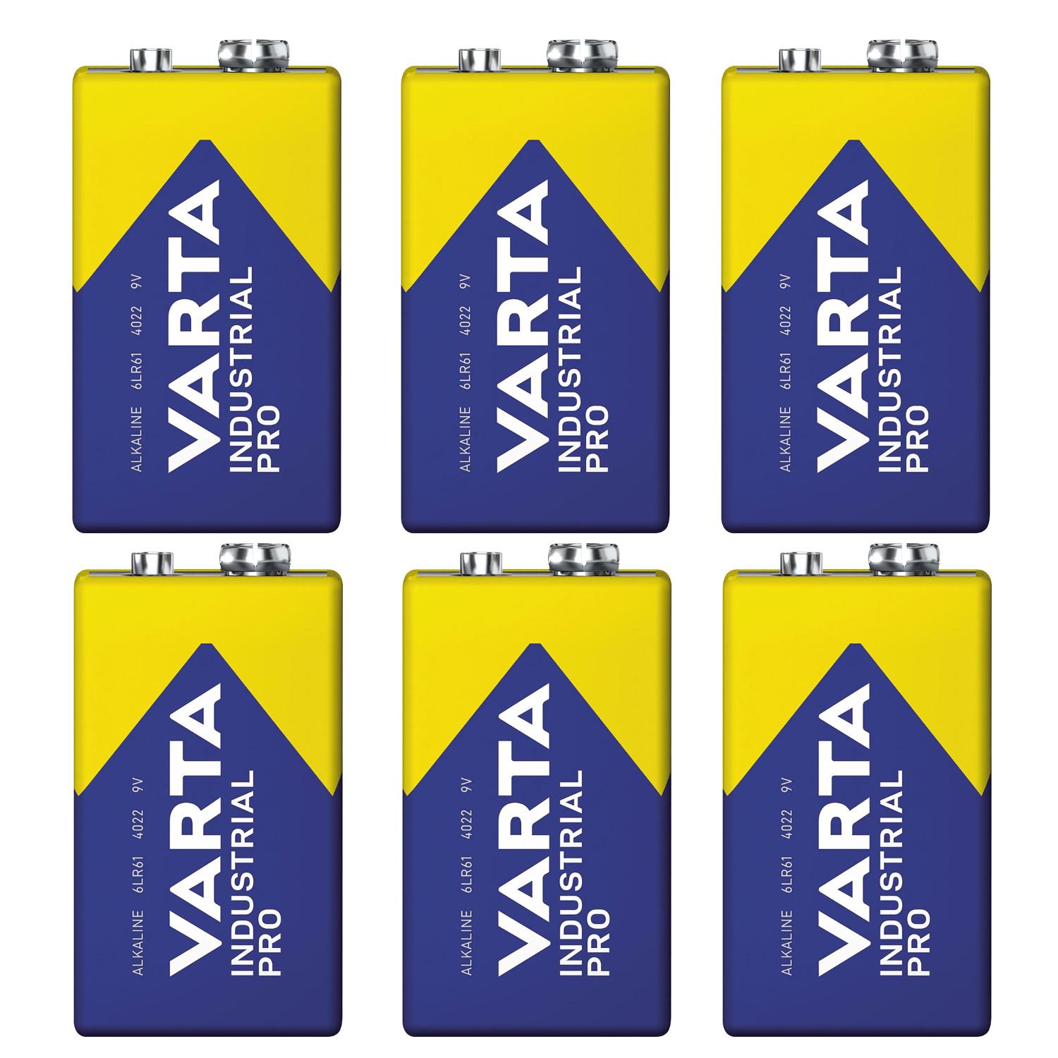 6x Batterie R9V R-9 6LR61 9V R-9 Alkali Varta Industrial Pro