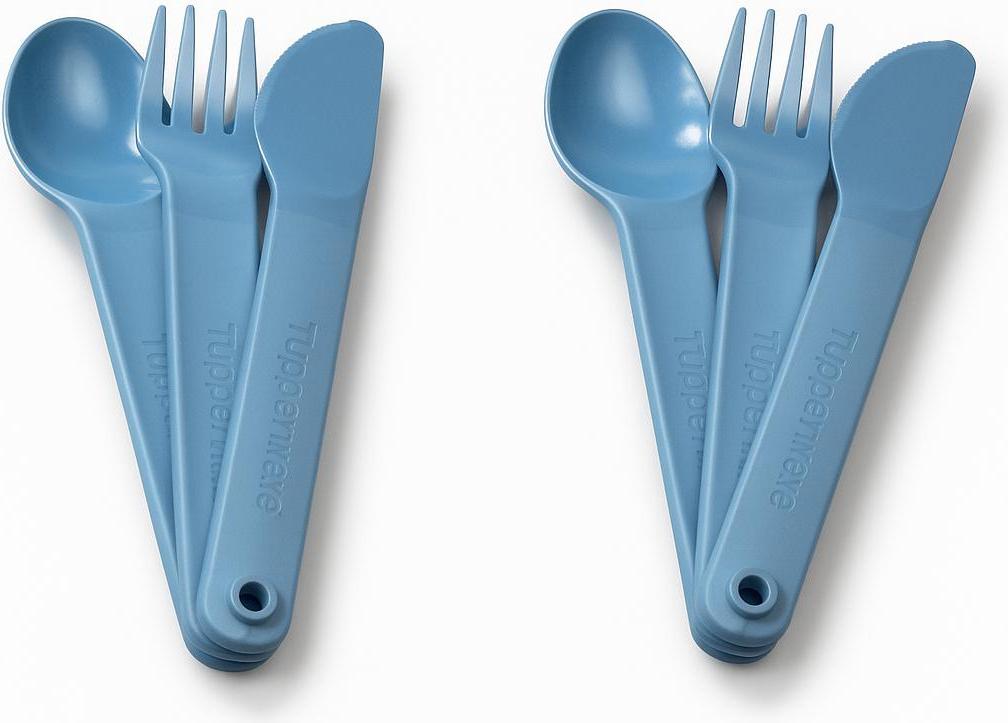 TUPPERWARE To Go Picknick Besteck SET (2) blau Messer + Gabel + Löffel