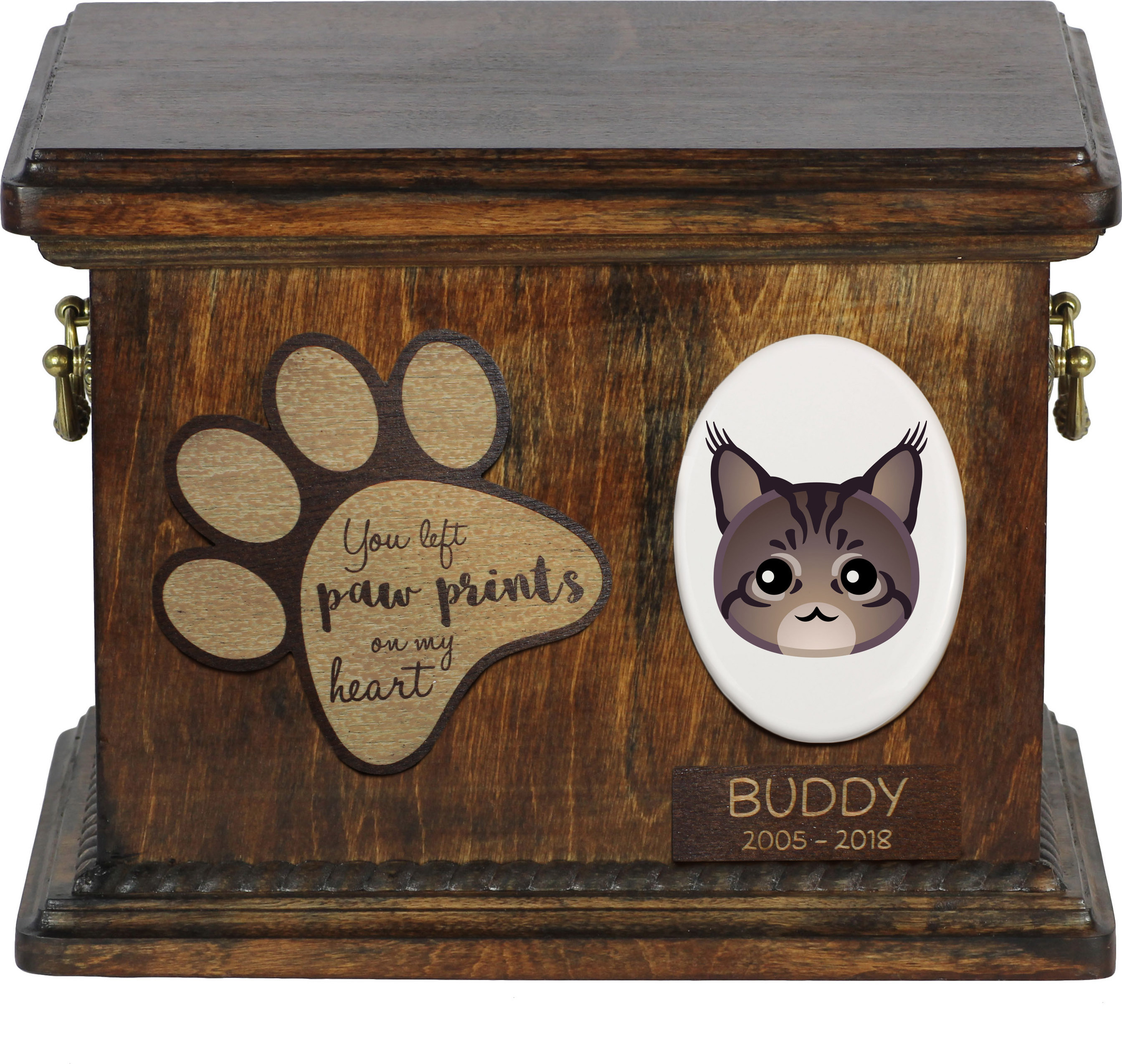 Maine Coon Katzenascheurne, personalisierte Urne mit Gravur, Erinnerungsbox für Katzenasche von der Marke Art-Dog