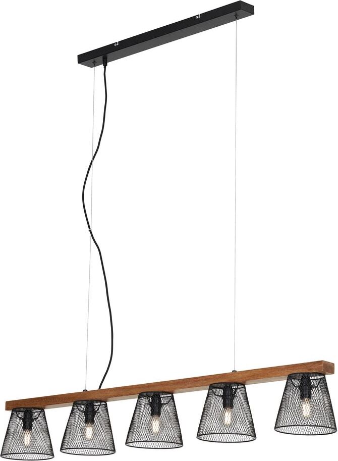 Pendelleuchte Hängelampe BRILONER LEUCHTEN TAUNUS, 25 W, IP20, schwarz, Metall-Holz, exkl. 5x E14, 110 x 15 x 136 cm 4077-055