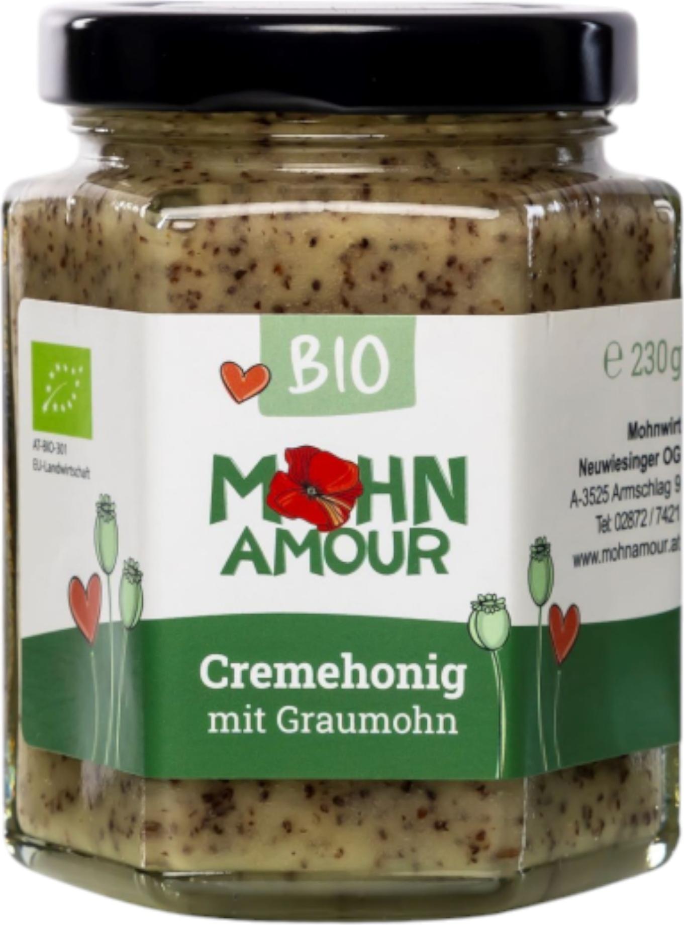MOHN-AMOUR Graumohn Cremehonig 230g - Österreichischer Cremehonig mit Waldviertler Graumohn von Mohn Amour