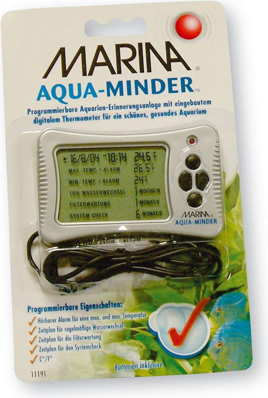 Marina Aqua-Minder Digitaler Aquarium Manager mit Thermometer, Alarm & Wartungsplaner 8,3x9,4x1,6 cm 11191