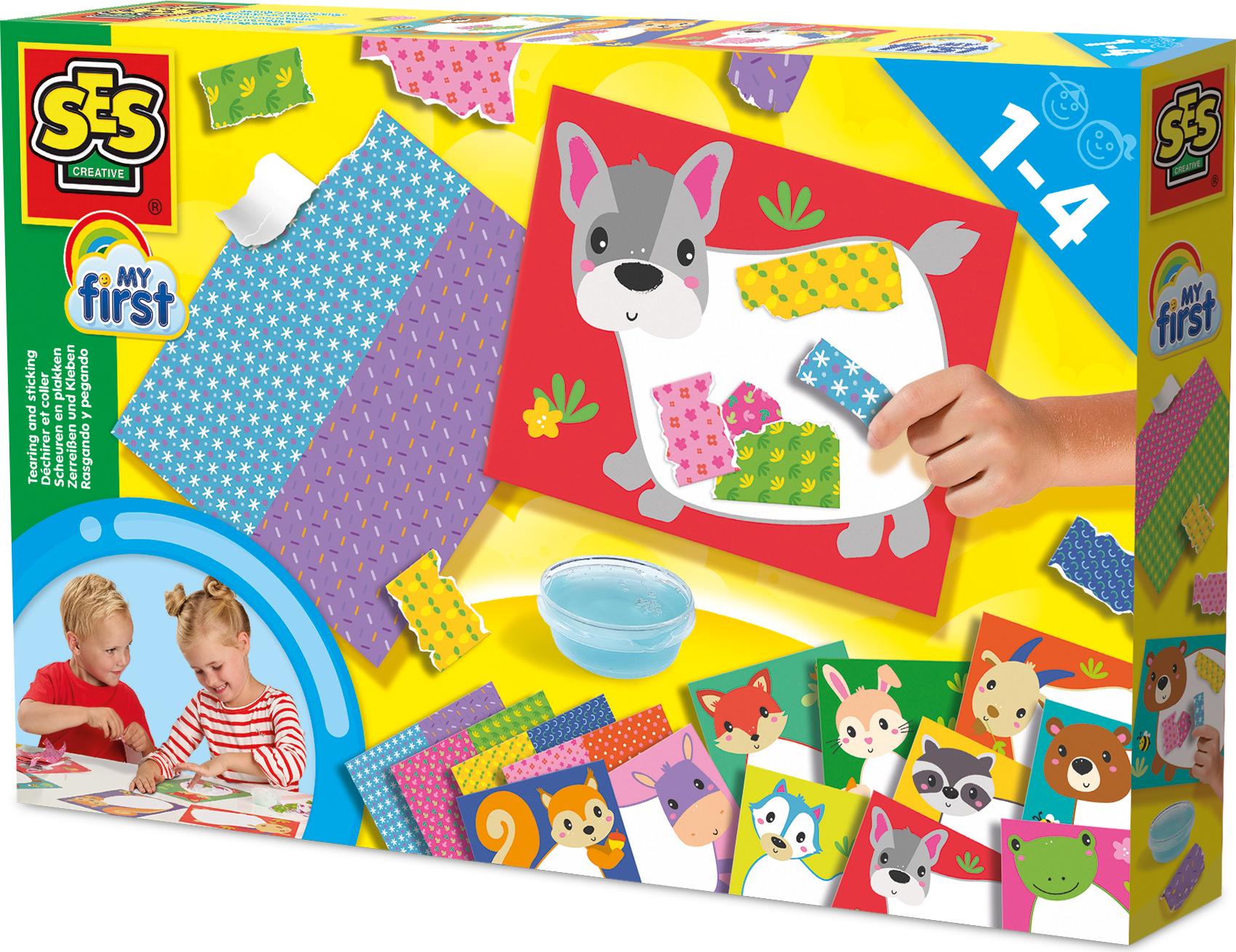SES Creative 14474 Mein Erstes - Reien und Kleben - 10 groe Bltter zum Bekleben - 4 Bltter zum Reien und Kleben - Fr Kinder Ab 1 Jahr