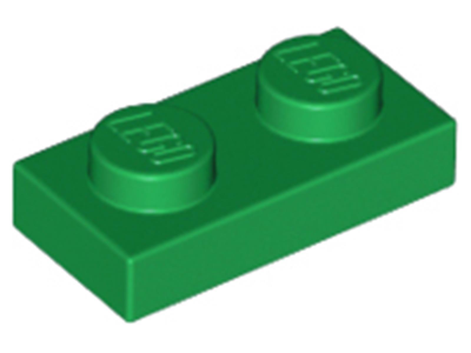 Lego® 250x 1x2 dosky 3023 - Doska zelená - zelená