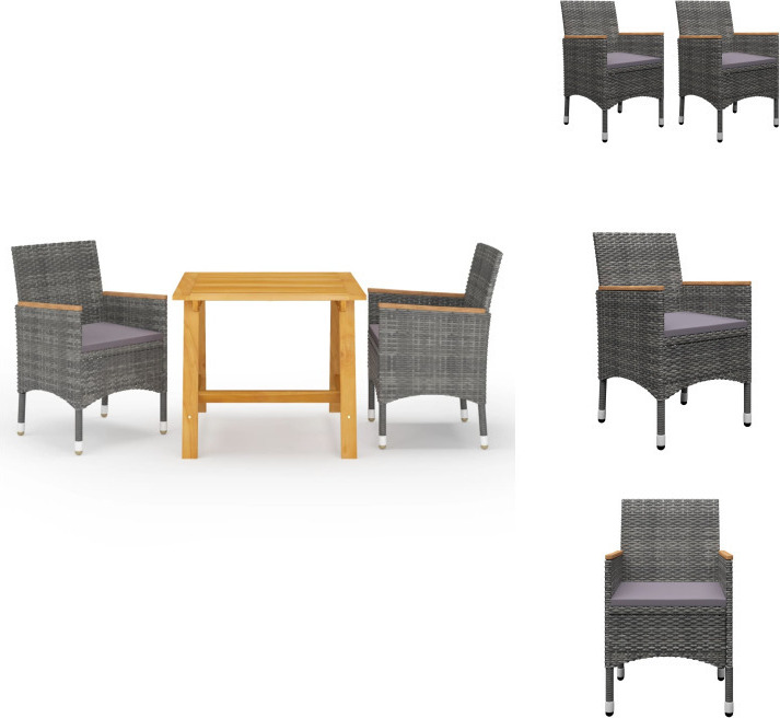 vidaXL 3-dielny záhradný jedálenský set sivý - Záhradné nábytkové zostavy