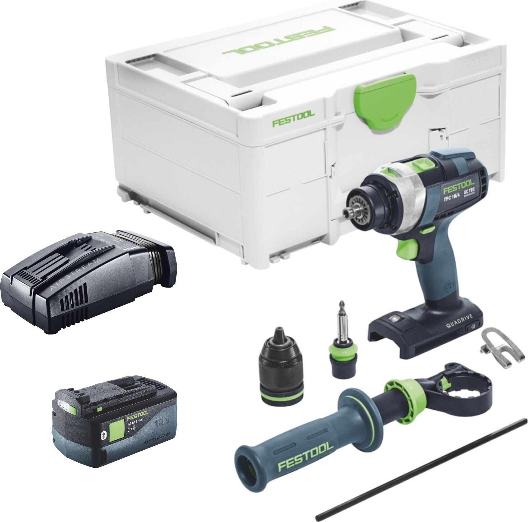 Festool TPC 18/4 I-Basic akumulátorová príklepová vŕtačka 18 V 75 Nm + 1x akumulátor 5,0 Ah + rýchlonabíjačka + systainer