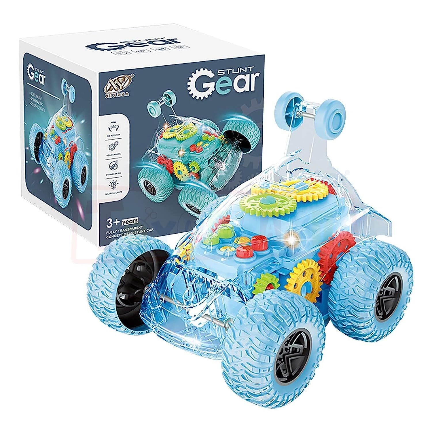 yozhiqu RC-Stuntauto für Kleinkinder mit LED-Licht, um 360° drehbares Stuntfahrzeug, LKW-Auto, Jungen- und Mädchenspielzeug, ferngesteuertes Auto (Blau)