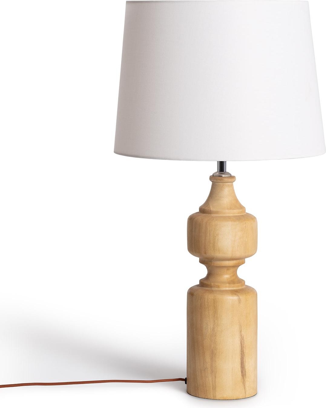 Tischlampe aus Holz Sansa ILUZZIA Antikes Weiß