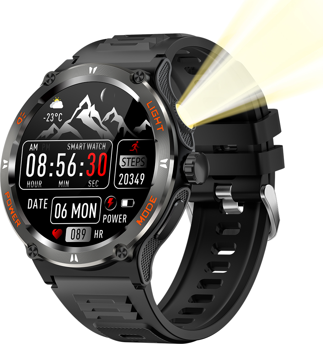 INF Smartwatch mit Fitness-Tracker, Herzfrequenz- und Schlafüberwachung Schwarz 365810