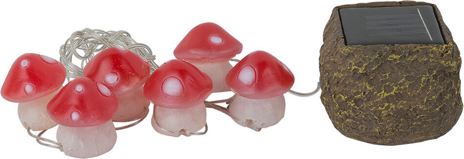 etc-shop LED Solar Lichterkette, 6x Fliegenpilze, weiß-rot, L 270cm 87507