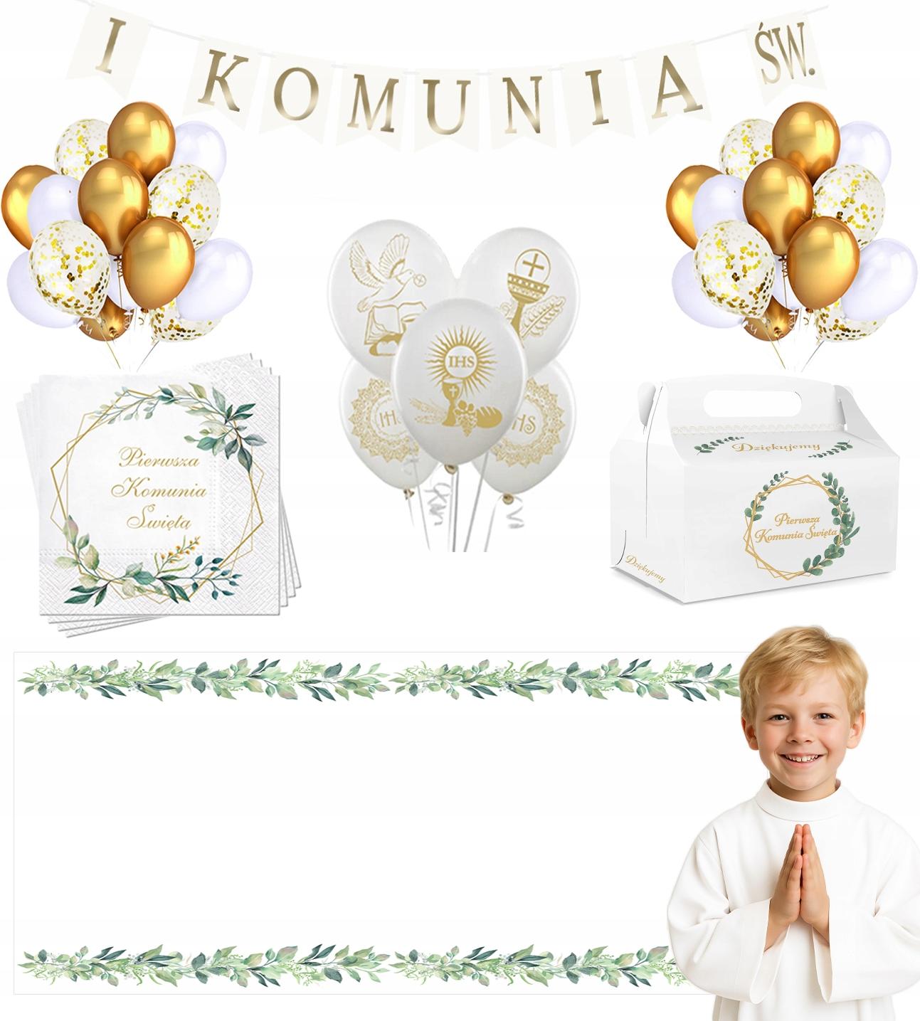 Papyrus Kommunion-Set KOMMUNION Luftballons Tischläufer Servietten Banner Tortenschachteln