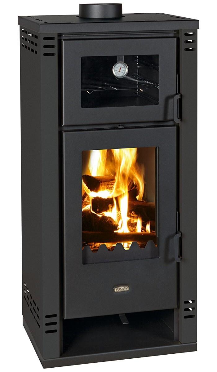 Krbové kachle Prity K2 GT F s priestorom na pečenie - 8,1 kW, moderný dizajn, grafitovo čierna farba, energetická trieda A+